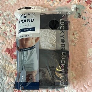 Lucky Brand Men's Knit Boxers 4-Pack - Black, Gray, and Blue